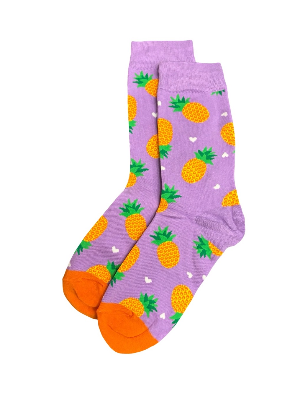 Pineapple Novelty Crew Socks Purple Pink Orange Yellow Tropical Fruit One Size